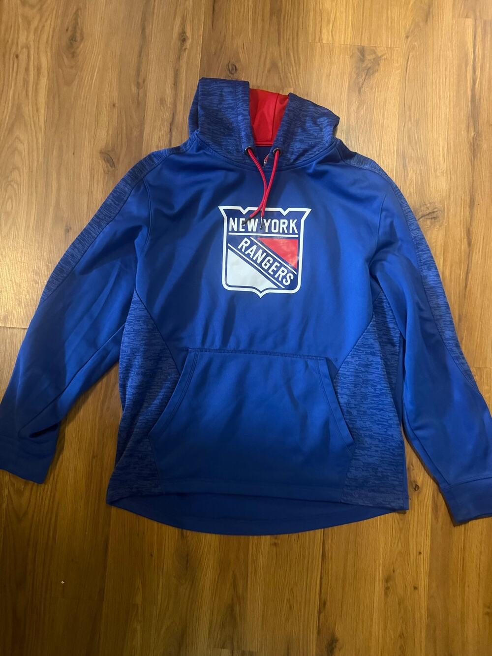 New York Rangers NHL Majestic Therma Base Hoodie Blue Red Men's Size Large